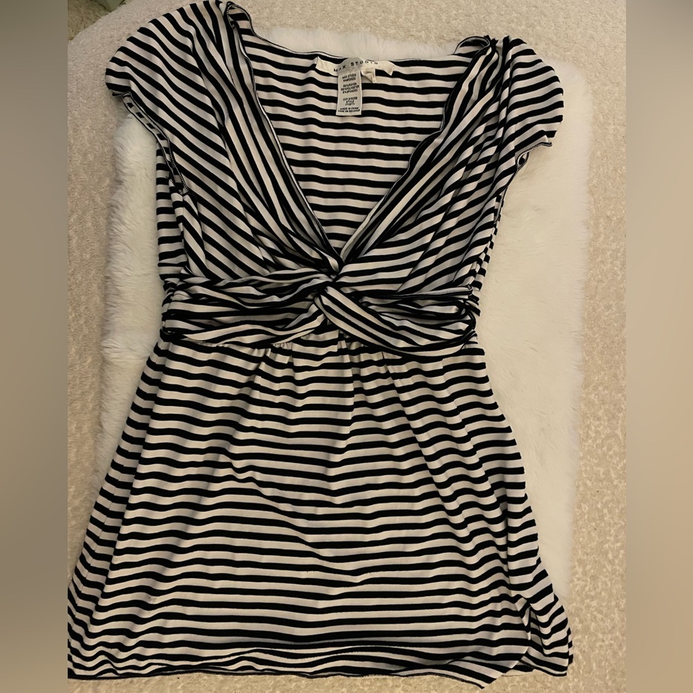 Max Studio Black and White Striped Blouse